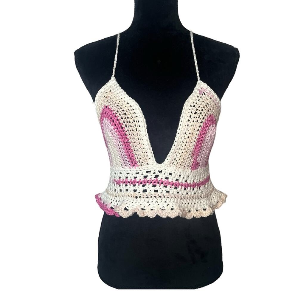 Creaciones Cayana Handmade Crochet Top Size L
